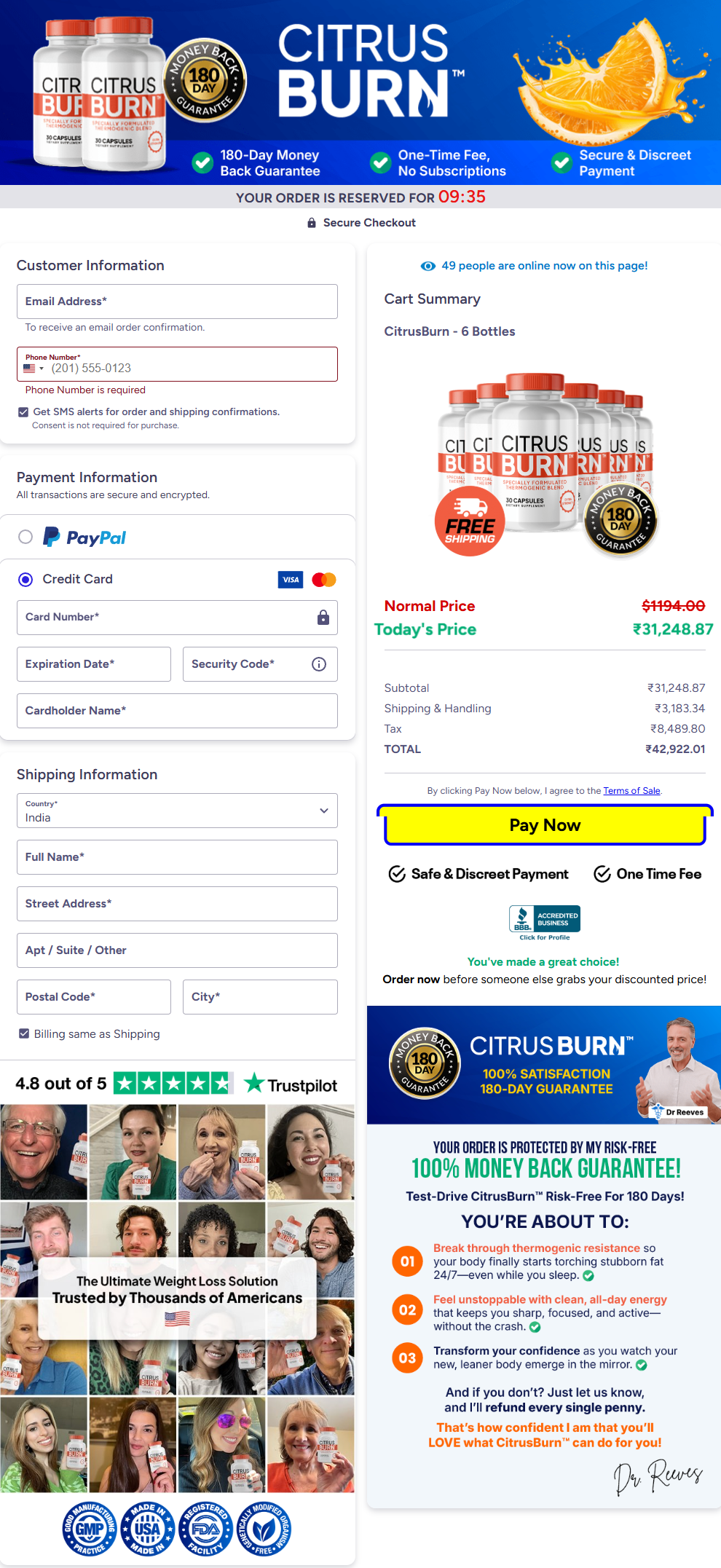 CitrusBurn checkout screenshot